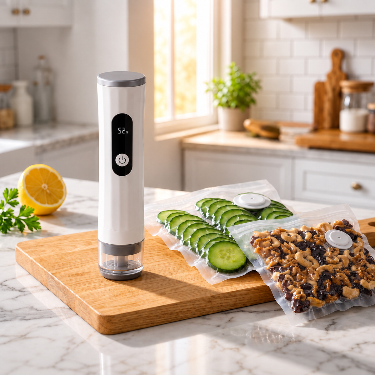 Savoré vacuum sealer in use